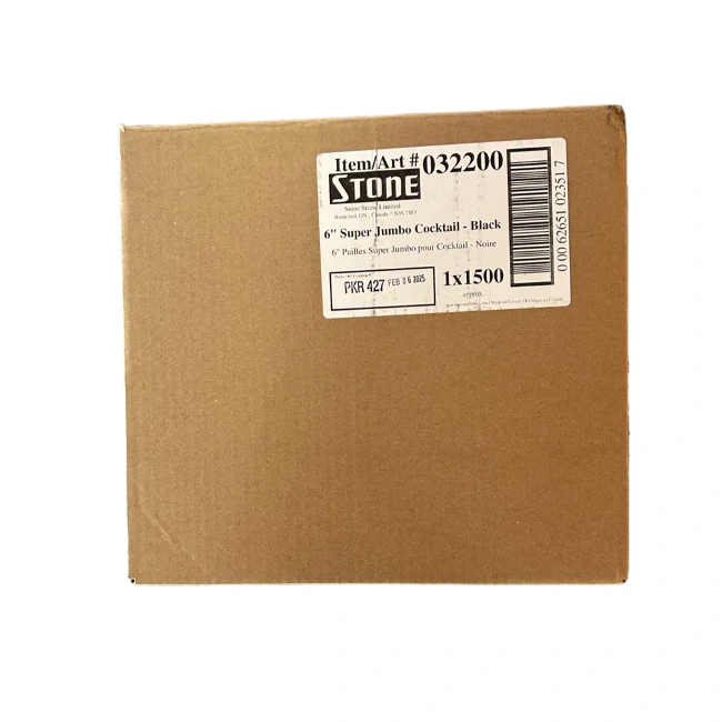 Stone-6" Supper Jumbo Cocktail Strws-Black-1500CT/CS