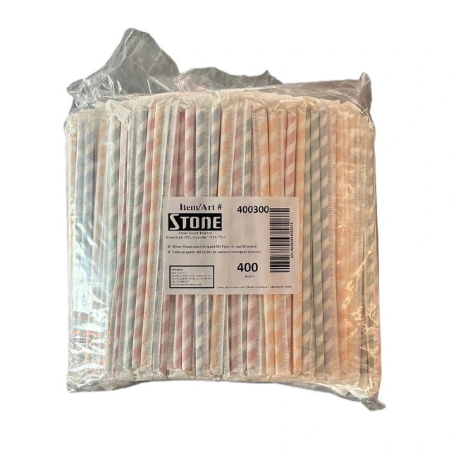 Stone-8" Milkshake Paper Straws-Wraped -400 CT
