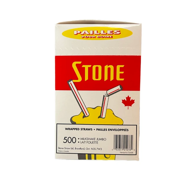 Stone-8" Milkshake Straws-Wraped -500CT