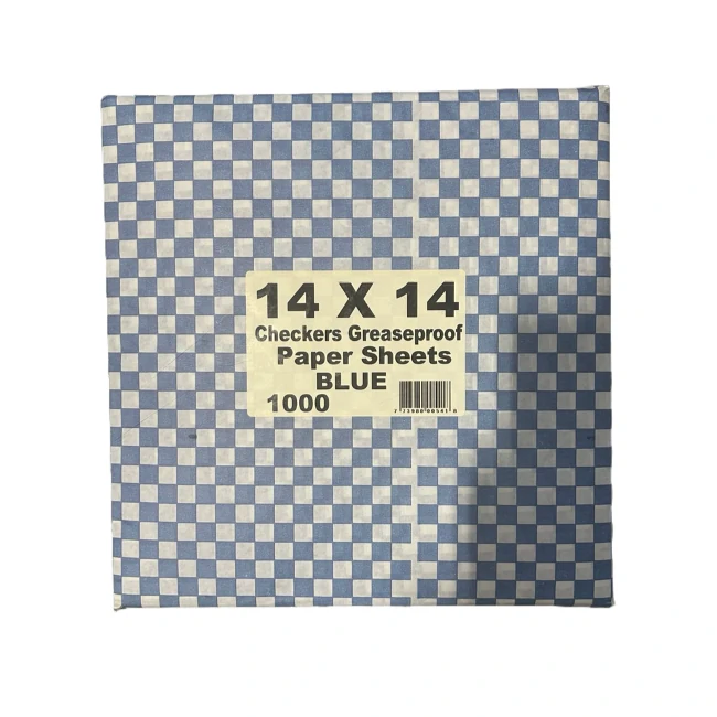 Prolinc - Blue Checkered Greaseproof Paper - 14"X14" - 1000 CT/CS
