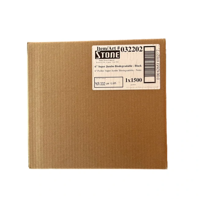 Stone-6" Supper Jumbo Biodegradable Strws-Black-1500CT/CS