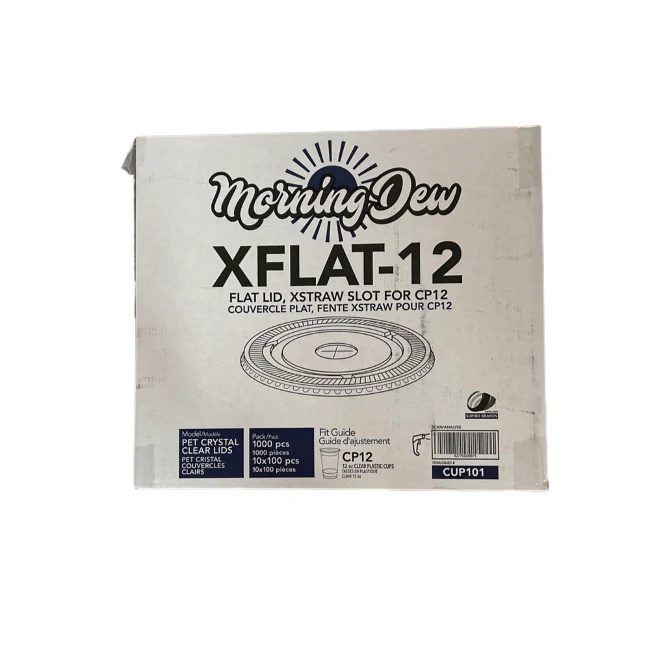 Morningnew-Clear Flat Lids For 12oz Drinking Cups-10X100 CT/CS