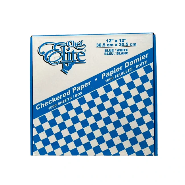 Chef - Blue Checked Greaseproof Paper - 12"X12" - 1000 CT/CS