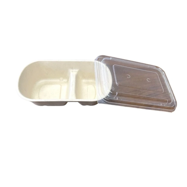 Chartland - Bagasse Brown Container with plastic lid - 28oz - 2 Comb