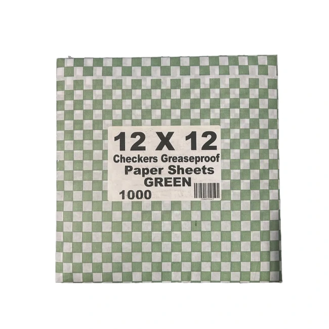 Prolinc - Green Checkered Greaseproof Paper - 12"X12" - 1000 CT/CS