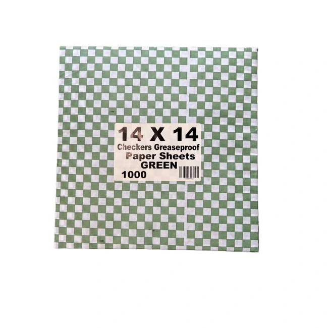 Prolinc - Green Checkered Greaseproof Paper - 14"X14" - 1000 CT/CS