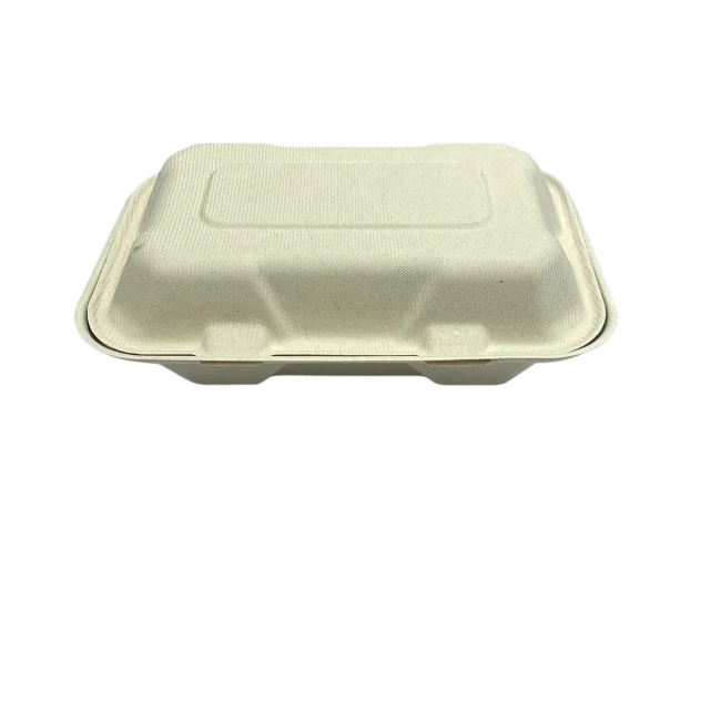 Chartland - 9X6 Bagasse Light Brown Clamshell Container - 200ct/CS