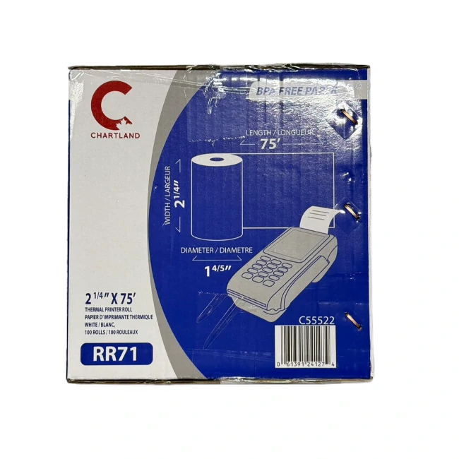 Chartland - RR71 - 2 1/4"ⅹ75' Paper Rolls - Thermal - 100 ct/CS