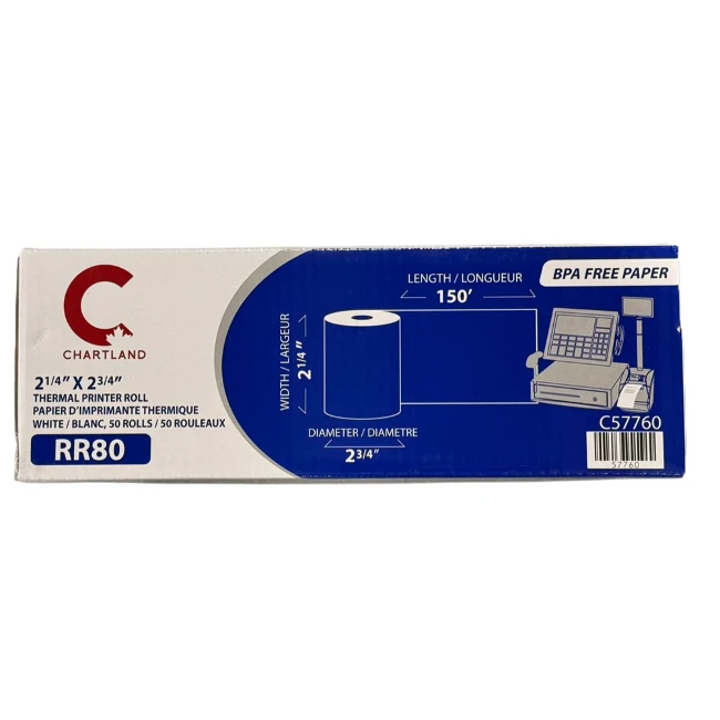 Chartland - RR80 - 2.25"ⅹ2.75" Paper Rolls - Thermal - 50 ct/CS