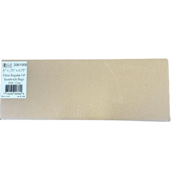 Atlsa-White Reguar Grease Proof Sandwich Bag-6"X0.75"X6.75"-1000CT/CS