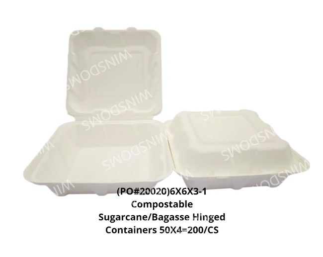 Chartland - 6X6 Bagasse Clamshell Container - 200ct/CS