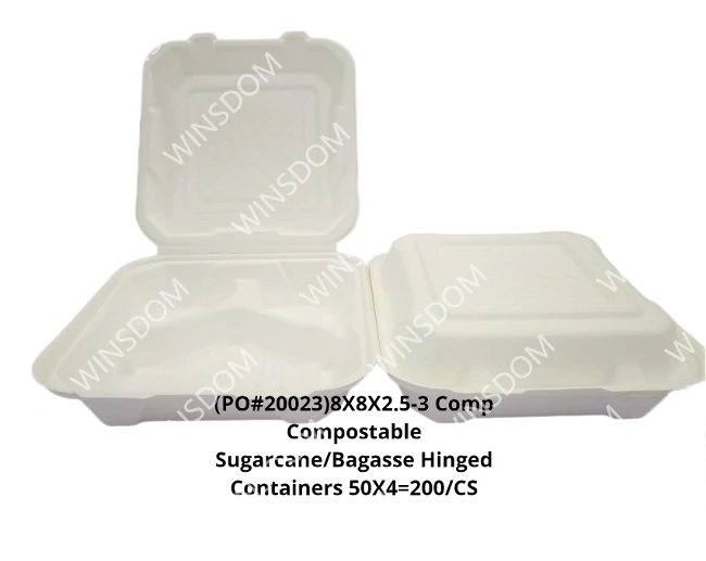 Chartland - 8X8 - 3 Compartment Bagasse Clamshell Container