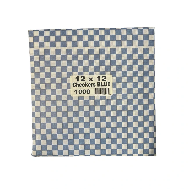 Prolinc - Blue Checkered Greaseproof Paper - 12"X12" - 1000 CT/CS