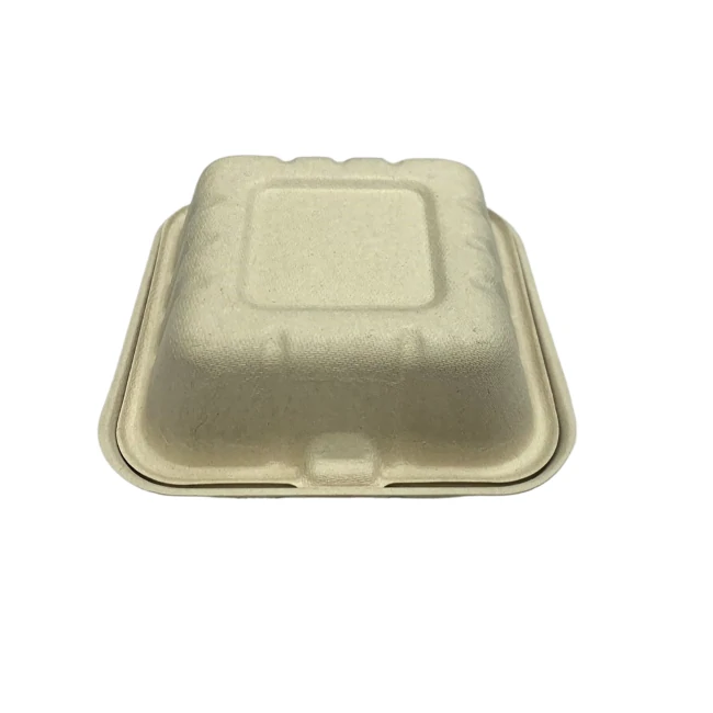 Chartland - 6X6 Bagasse Light Brown Clamshell Container