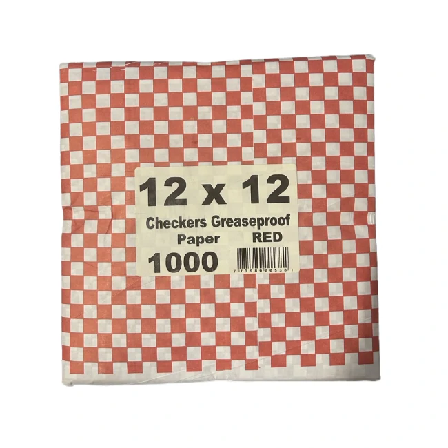 Prolinc - Red Checkered Greaseproof Paper - 12"X12" - 1000 CT/CS