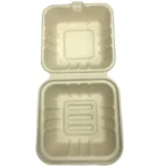 Chartland - 6X6 Bagasse Light Brown Clamshell Container1