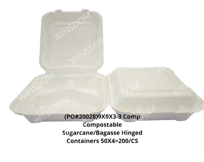 GM - 9X9 - 3 Comp Compostable Container - 4X50 CT/CS